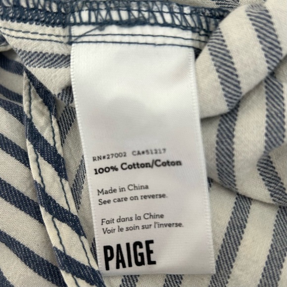 PAIGE Kadie Striped Button Up Shirt Top Blue White Long Sleeve Size Medium - Picture 16 of 16